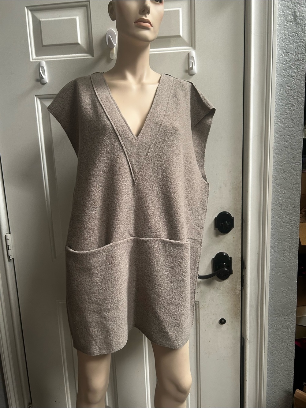 Zara Limited Edition Premium Wool Vest Coat in Taupe Sz XL